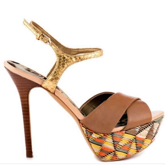 Sam Edelman Mason Leather Stiletto Platform Sandal - Picture 1 of 9